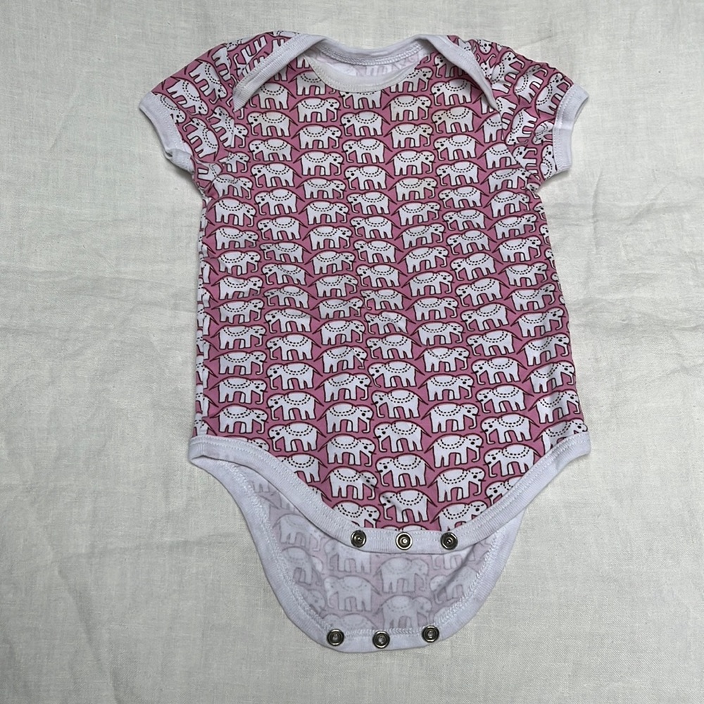 Roller Rabbit pink elephant onesie 3-6 months
